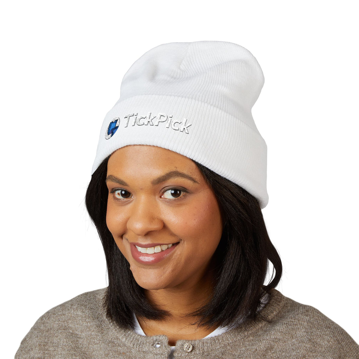 TickPick WhiteCuffed Beanie