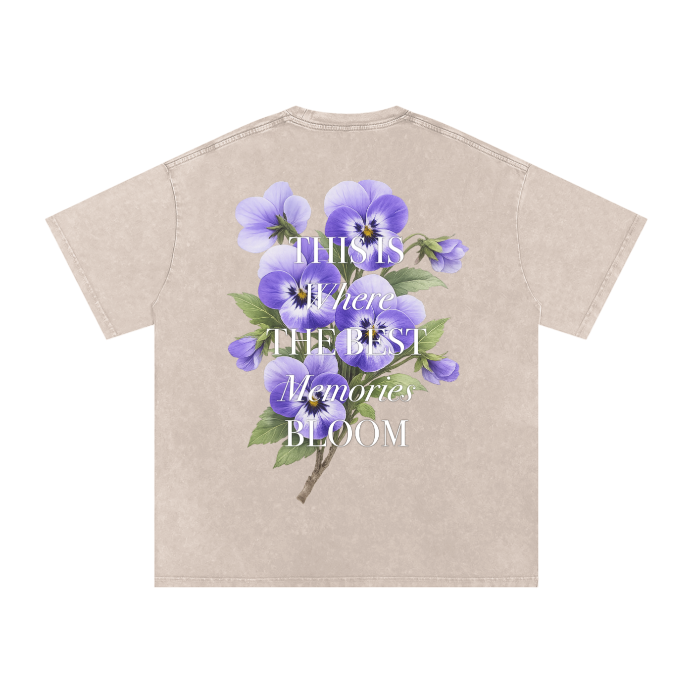 Pansies - Snow Washed Oversized Cotton T-Shirt