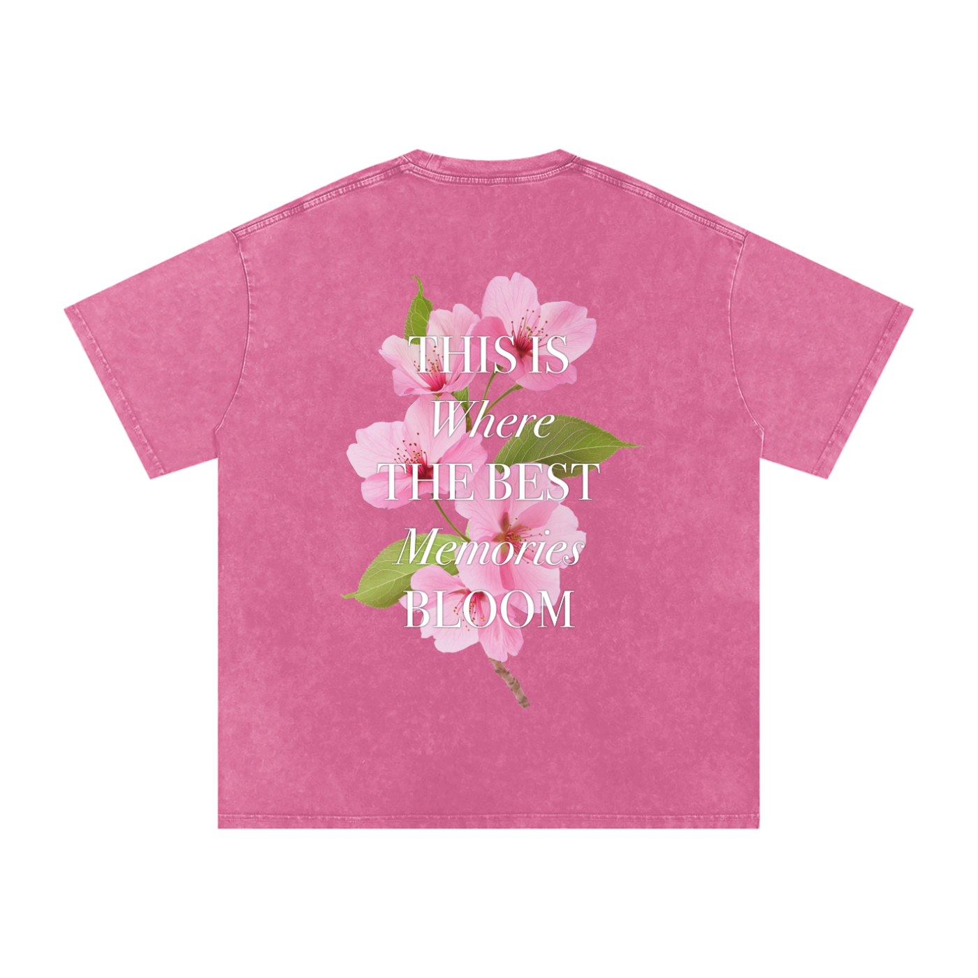 Cherry Blossom - Snow Washed Oversized Cotton T-Shirt