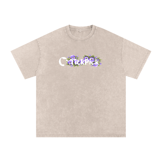Pansies - Snow Washed Oversized Cotton T-Shirt