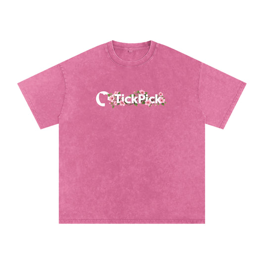 Cherry Blossom - Snow Washed Oversized Cotton T-Shirt